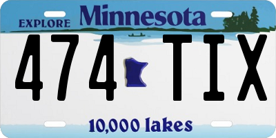 MN license plate 474TIX