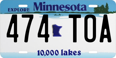 MN license plate 474TOA