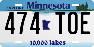 MN license plate 474TOE