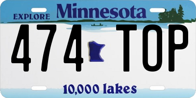MN license plate 474TOP