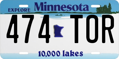 MN license plate 474TOR