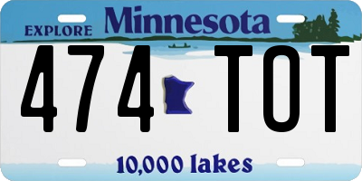 MN license plate 474TOT