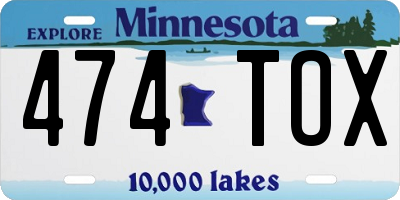 MN license plate 474TOX