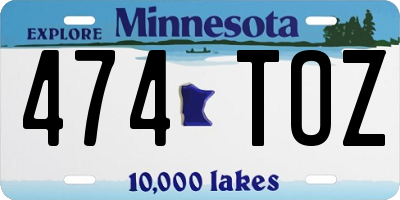 MN license plate 474TOZ