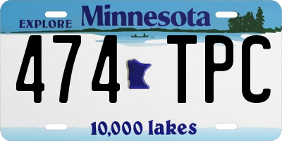 MN license plate 474TPC