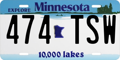 MN license plate 474TSW