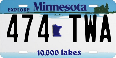 MN license plate 474TWA