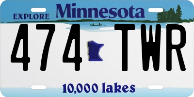 MN license plate 474TWR