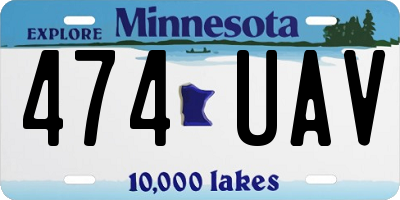 MN license plate 474UAV