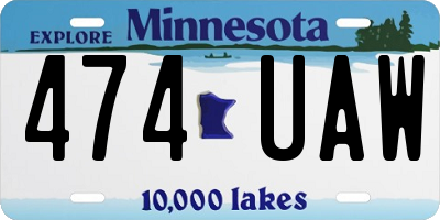 MN license plate 474UAW