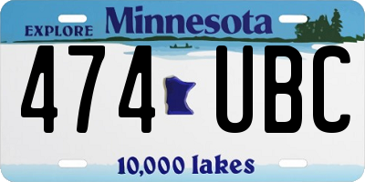 MN license plate 474UBC