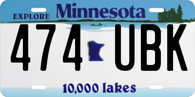 MN license plate 474UBK