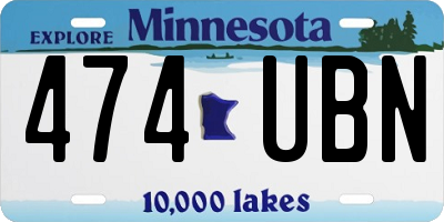 MN license plate 474UBN