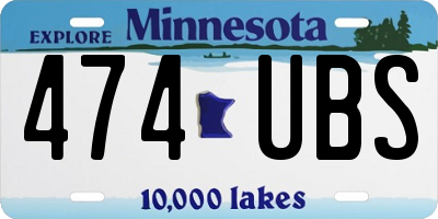 MN license plate 474UBS