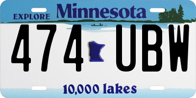 MN license plate 474UBW