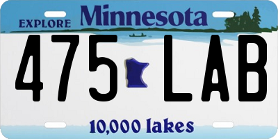 MN license plate 475LAB