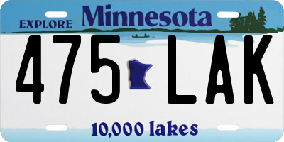 MN license plate 475LAK