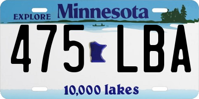 MN license plate 475LBA