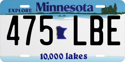 MN license plate 475LBE