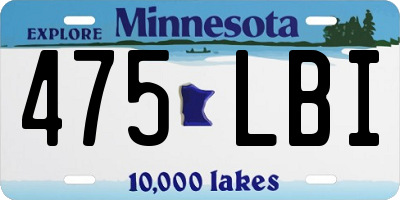 MN license plate 475LBI