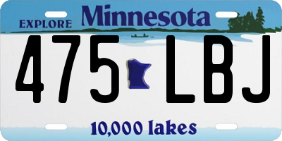 MN license plate 475LBJ