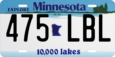 MN license plate 475LBL