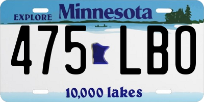 MN license plate 475LBO