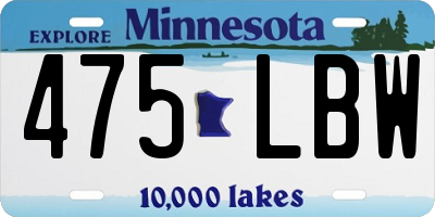 MN license plate 475LBW