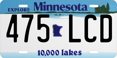 MN license plate 475LCD