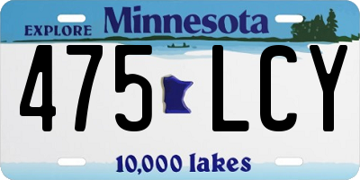MN license plate 475LCY