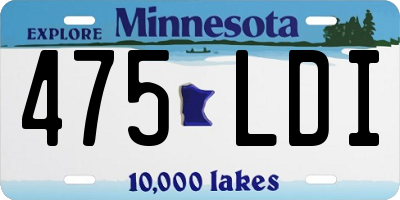 MN license plate 475LDI