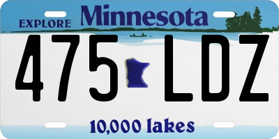 MN license plate 475LDZ