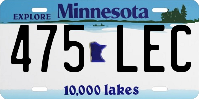 MN license plate 475LEC