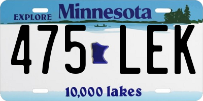 MN license plate 475LEK