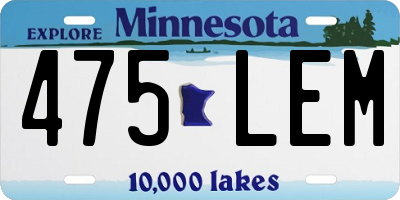 MN license plate 475LEM