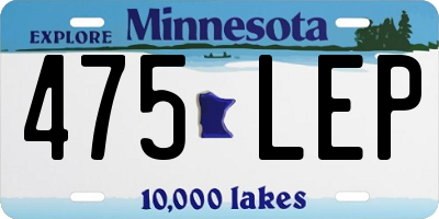 MN license plate 475LEP