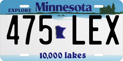 MN license plate 475LEX