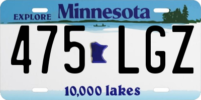 MN license plate 475LGZ