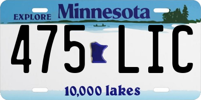 MN license plate 475LIC