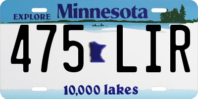 MN license plate 475LIR