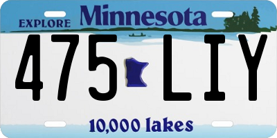 MN license plate 475LIY
