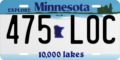 MN license plate 475LOC