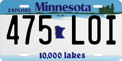 MN license plate 475LOI