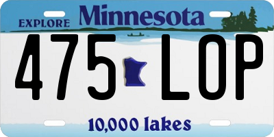 MN license plate 475LOP