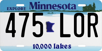 MN license plate 475LOR