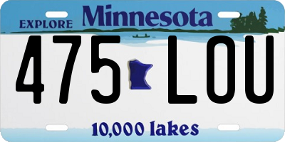 MN license plate 475LOU