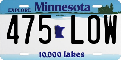 MN license plate 475LOW