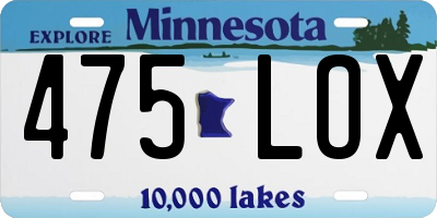 MN license plate 475LOX