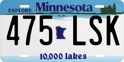 MN license plate 475LSK