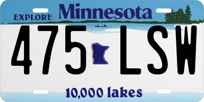 MN license plate 475LSW